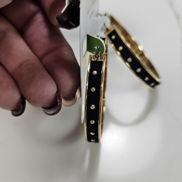 Kate Spade Elegant Black and Gold Hoop Earrings - Picture 5 of 7